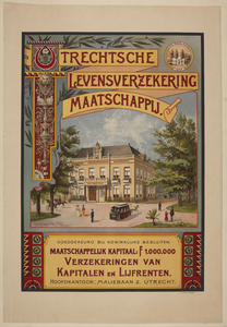 217195 Gezicht op het hoofdkantoor van de Utrechtsche Levensverzekering Maatschappij (Maliehuis, Maliebaan 2) te ...